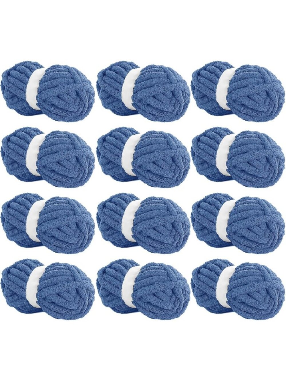 Super Bulky Country Blue Chenille Yarn - Soft Plush for Knitting & Crocheting